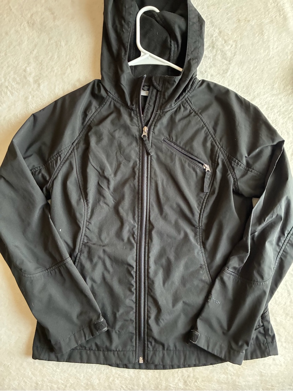 Black Hooded Softshell Jacket for Women